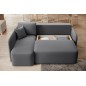 Canapé d'angle convertible HARRY en velours luxe - 3/4 places, gris foncé, angle gauche (vu de face)