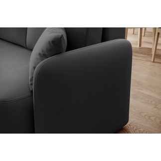 Canapé d'angle convertible HARRY en velours luxe - 3/4 places, gris foncé, angle gauche (vu de face)