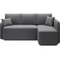 Canapé d'angle convertible HARRY en velours luxe 3/4 places, gris foncé, angle droit (vu de face)