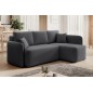 Canapé d'angle convertible HARRY en velours luxe 3/4 places, gris foncé, angle droit (vu de face)