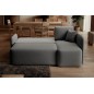 Canapé d'angle convertible HARRY en velours luxe 3/4 places, gris foncé, angle droit (vu de face)