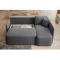 Canapé d'angle convertible HARRY en velours luxe 3/4 places, gris foncé, angle droit (vu de face)