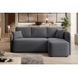Canapé d'angle convertible HARRY en velours luxe 3/4 places, gris foncé, angle droit (vu de face)