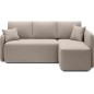 Canapé d'angle convertible HARRY en velours luxe 3/4 places, beige, angle droit (vu de face)