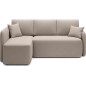 Canapé d'angle convertible HARRY en velours luxe - 3/4 places, beige, angle gauche (vu de face)