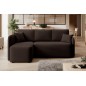 Canapé d'angle convertible HARRY en velours luxe - 3/4 places, chocolat, angle gauche (vu de face)