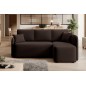 Canapé d'angle convertible HARRY en velours luxe 3/4 places, chocolat, angle droit (vu de face)