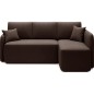 Canapé d'angle convertible HARRY en velours luxe 3/4 places, chocolat, angle droit (vu de face)