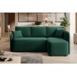 Canapé d'angle convertible HARRY en velours luxe 3/4 places, vert, angle droit (vu de face)