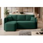 Canapé d'angle convertible HARRY en velours luxe - 3/4 places, vert, angle gauche (vu de face)