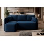 Canapé d'angle convertible HARRY en velours luxe - 3/4 places, bleu, angle gauche (vu de face)
