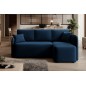 Canapé d'angle convertible HARRY en velours luxe 3/4 places, bleu, angle droit (vu de face)