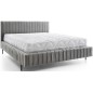 Lit double en tissu velours de qualité luxe, PLACIDO, gris foncé, 140x200