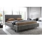 Lit double en tissu velours de qualité luxe, PLACIDO, gris foncé, 140x200