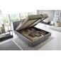 Lit double en tissu velours de qualité luxe, PLACIDO, gris foncé, 140x200