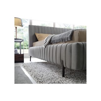 Lit double en tissu velours de qualité luxe, PLACIDO, gris foncé, 160x200