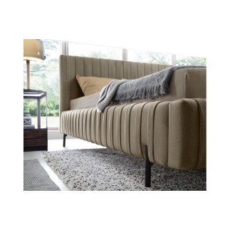Lit double en tissu velours de qualité luxe, PLACIDO, marron, 140x200