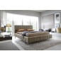 Lit double en tissu velours de qualité luxe, PLACIDO, marron, 140x200