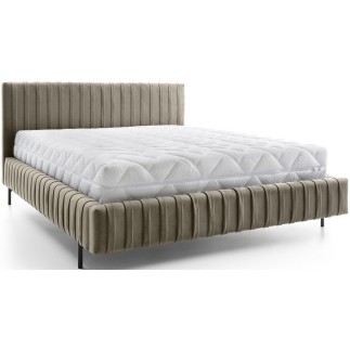 Lit double en tissu velours de qualité luxe, PLACIDO, marron, 160x200