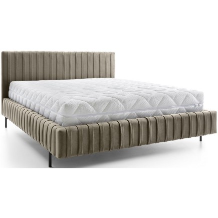 Lit double en tissu velours de qualité luxe, PLACIDO, marron, 160x200