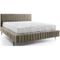 Lit double en tissu velours de qualité luxe, PLACIDO, marron, 180x200