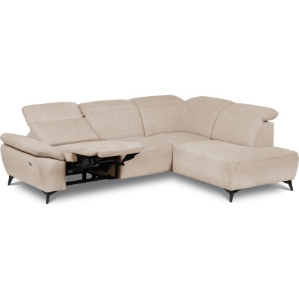 Canapé d'angle avec relax électrique en tissu Bellagio, beige, angle droit