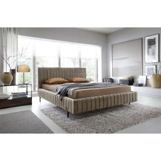 Lit double en tissu velours de qualité luxe, PLACIDO, marron, 180x200
