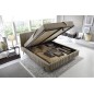 Lit double en tissu velours de qualité luxe, PLACIDO, marron, 180x200