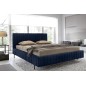 Lit double en tissu velours de qualité luxe, PLACIDO, bleu foncé, 180x200