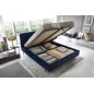 Lit double en tissu velours de qualité luxe, PLACIDO, bleu foncé, 160x200