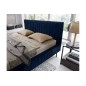 Lit double en tissu velours de qualité luxe, PLACIDO, bleu foncé, 160x200