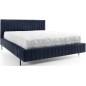 Lit double en tissu velours de qualité luxe, PLACIDO, bleu foncé, 140x200