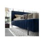 Lit double en tissu velours de qualité luxe, PLACIDO, bleu foncé, 140x200