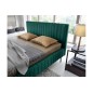 Lit double en tissu velours de qualité luxe, PLACIDO, vert foncé, 140x200