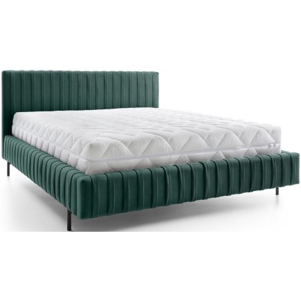 Lit double en tissu velours de qualité luxe, PLACIDO, vert foncé, 180x200