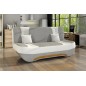 Canapé 3 places convertible et espace de rangement - tissu gris et simili blanc - en tissu de qualité, EWIN