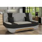 Canapé 3 places convertible et espace de rangement - tissu gris et simili noir - en tissu de qualité, EWIN