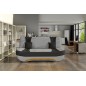 Canapé 3 places convertible et espace de rangement - tissu gris et simili noir - en tissu de qualité, EWIN