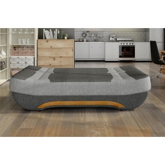 Canapé 3 places convertible et espace de rangement - tissu gris et simili noir - en tissu de qualité, EWIN