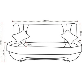 Canapé 3 places convertible et espace de rangement - tissu gris et simili noir - en tissu de qualité, EWIN