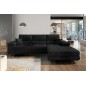 Canapé d'angle convertible ARMEL en tissu luxe 5 places, noir, avec coffre, angle droit (vu de face)
