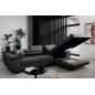 Canapé d'angle convertible ARMEL en tissu luxe 5 places, noir, avec coffre, angle droit (vu de face)