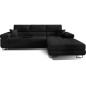 Canapé d'angle convertible ARMEL en tissu luxe 5 places, noir, avec coffre, angle droit (vu de face)
