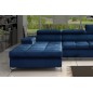Canapé d'angle convertible en veloursvelours luxe 5 places, RICHARD, bleu, angle gauche