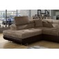 Canapé d'angle convertible en tissu velours luxe 5 places, avec coffre, marron et chocolat, angle gauche (vu de face), ANNECY VE