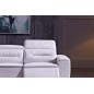 Canapé d'angle relax en cuir buffle italien de luxe FUNRELAX, blanc et bande gris clair, angle gauche, 5 places