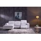 Canapé d'angle relax en cuir buffle italien de luxe FUNRELAX, blanc et bande gris clair, angle gauche, 5 places