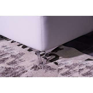 Canapé d'angle relax en cuir buffle italien de luxe FUNRELAX, blanc et bande gris clair, angle gauche.