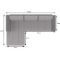 Canapé d'angle convertible en tissu luxe noir et simili cuir blanc, 5 places, angle gauche (vu de face) - OTELLO