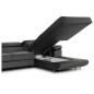 Canapé d'angle convertible ARMEL en tissu velours luxe 5 places, gris anthracite, avec coffre, angle droit (vu de face)